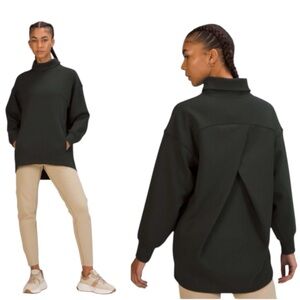 Lululemon Modal Blend Turtleneck Tunic Pockets Zip Turtleneck Green Relaxed Top